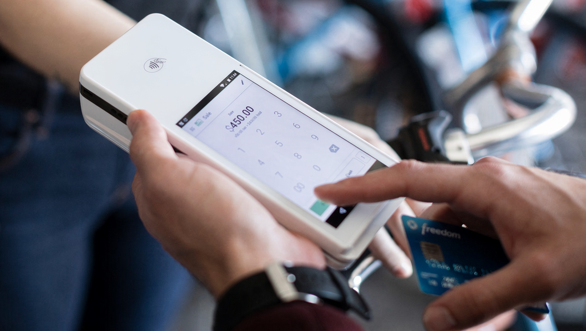 Taking a card payment on a handheld terminal
